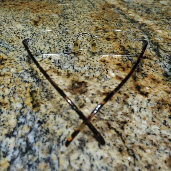 Totally Rimless 51-18-140 Gunmetal (Gun) Tortoise Eyeglass Frames - Picture 7 of 13